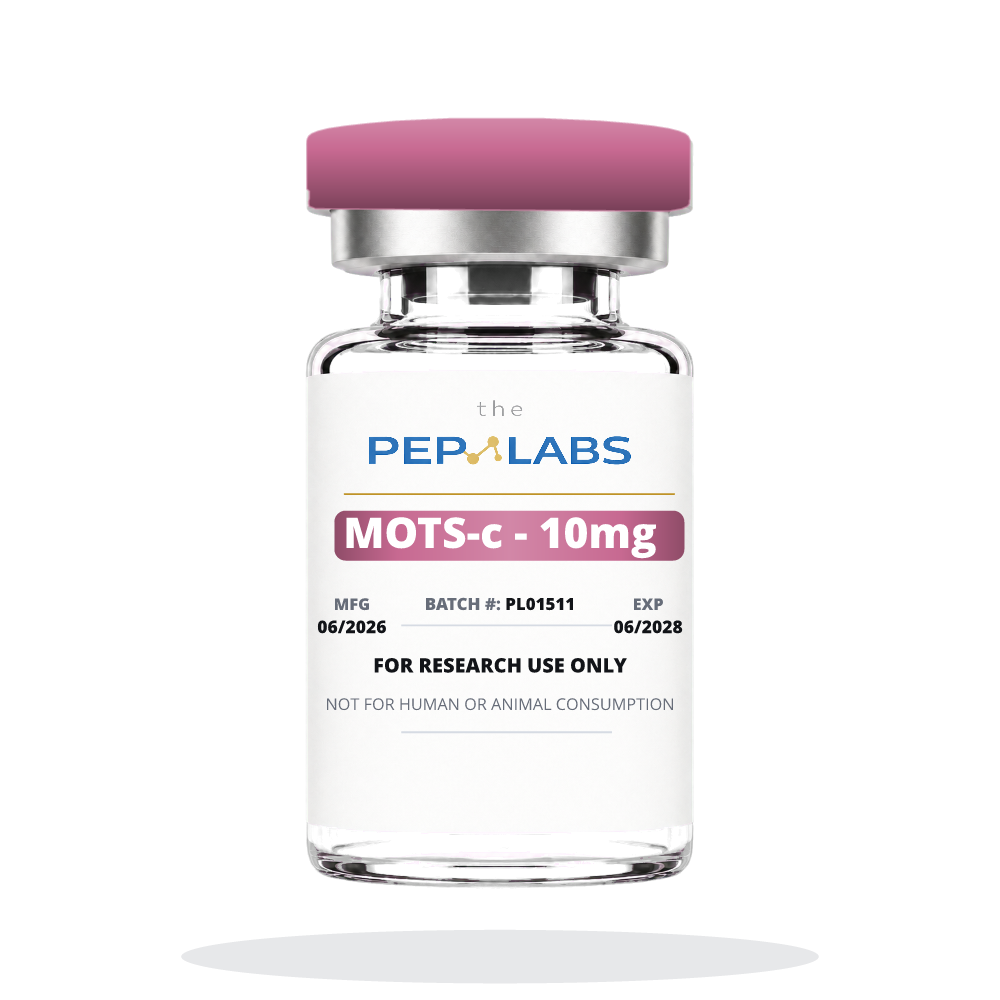 MOTS-c lyophilized mitochondrial research peptide vial for laboratory use only