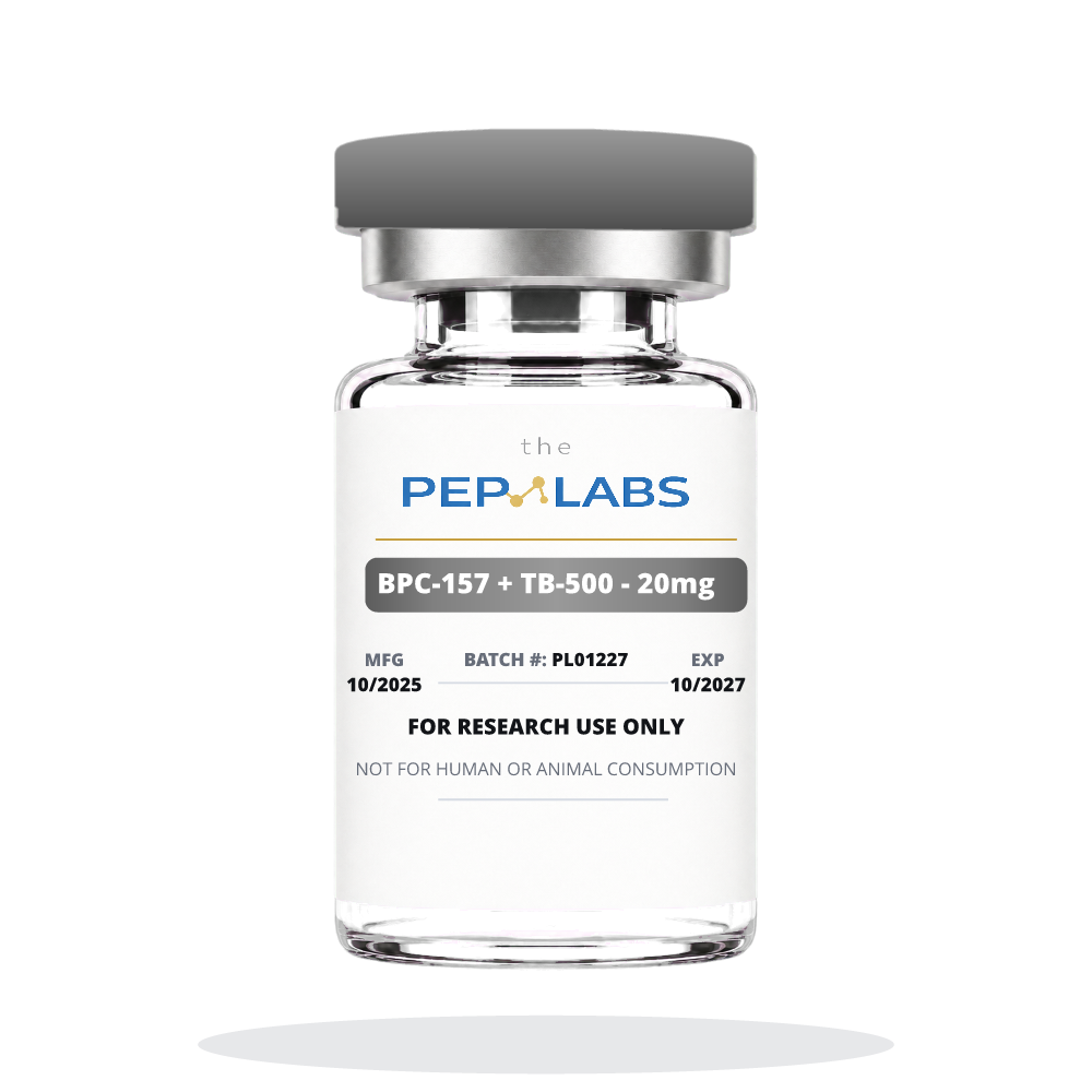 BPC-157 plus TB-500 lyophilized research peptide blend vial for laboratory use only
