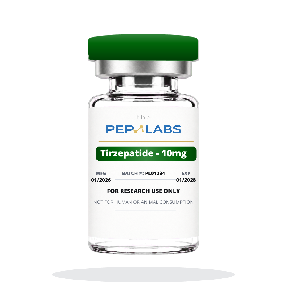 Tirzepatide lyophilized research peptide vial for laboratory use only