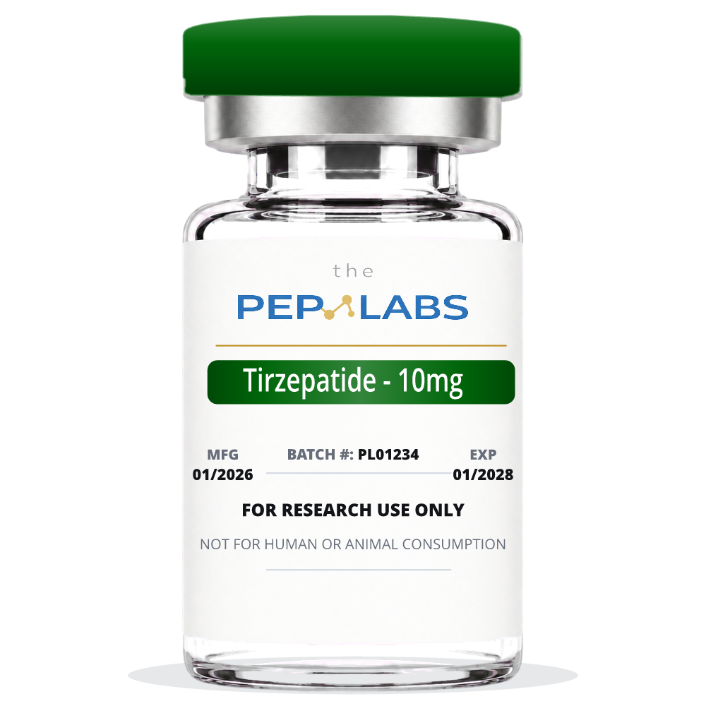 Tirzepatide lyophilized research peptide vial for laboratory use only