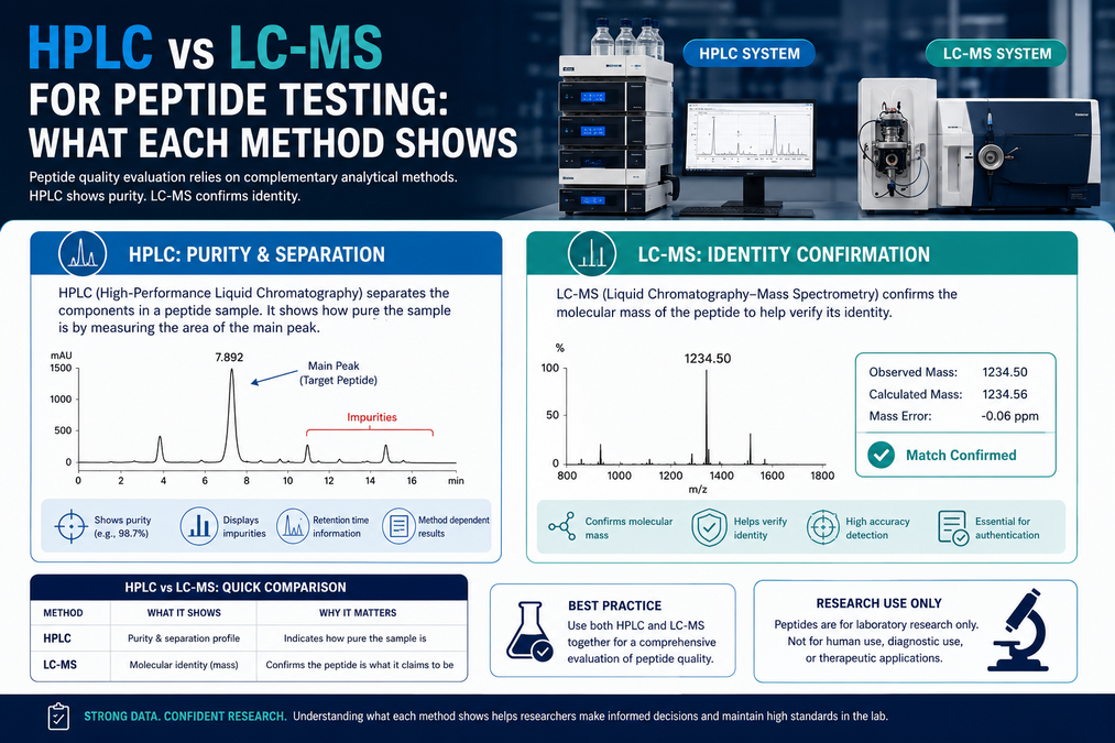 HPLC vs LC-MS for Peptide Testing: What Each Method Shows HPLC vs LC-MS for Peptide Testing: What Each Method Shows